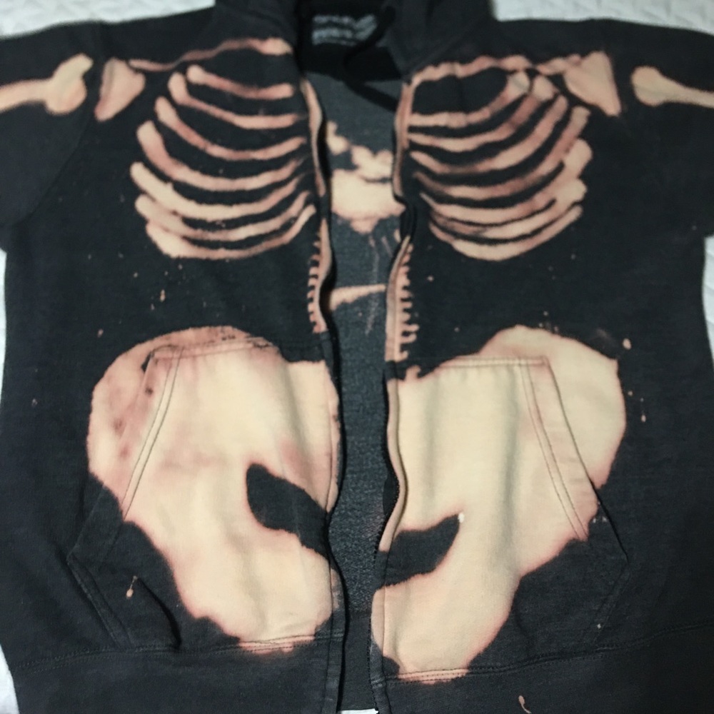 Bleached skeleton hoodie zip up